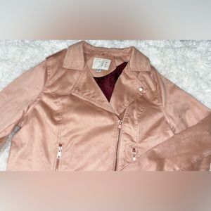 Pink velvet zip up jacket